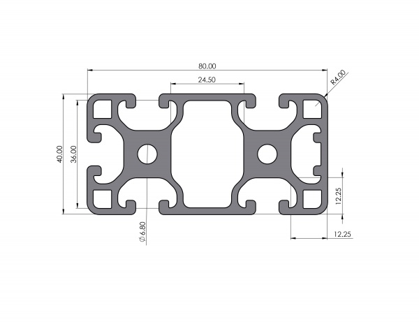 Aluminum profile 80x40 slightly groove 8 I-type 1N